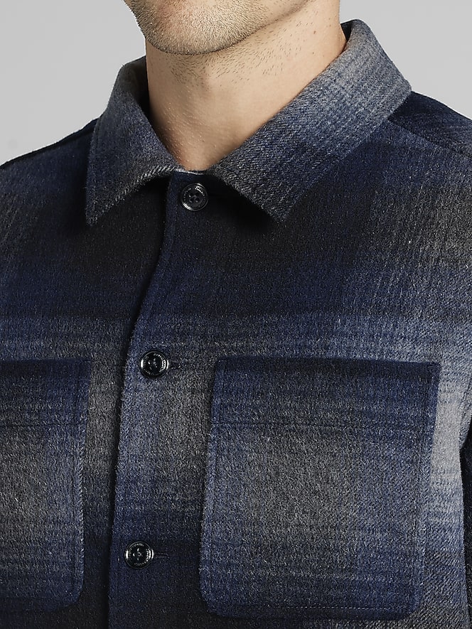 Joseph Abboud Wool Plaid Shirt Jacket