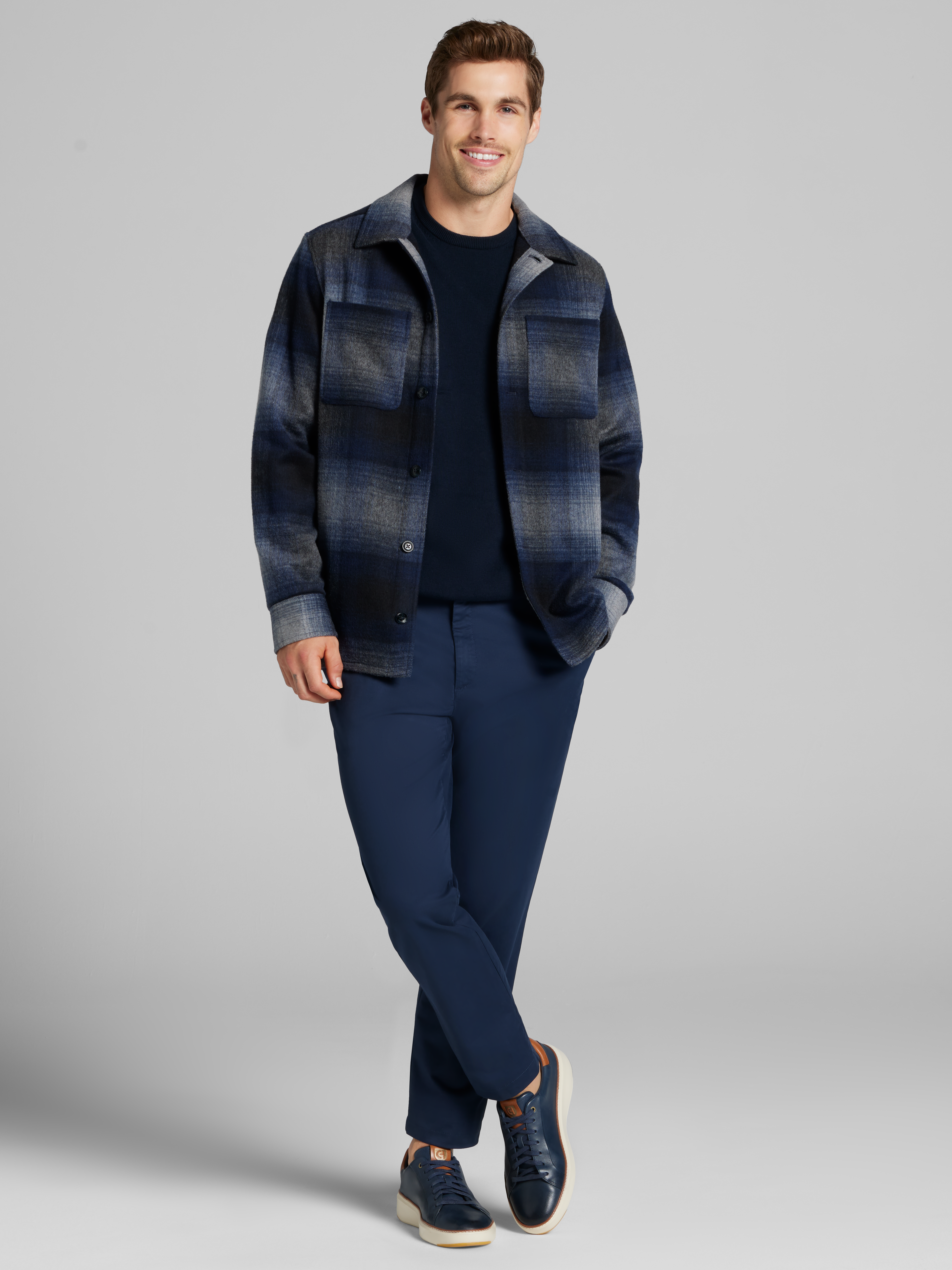 Modern Fit Plaid Shirt Jacket