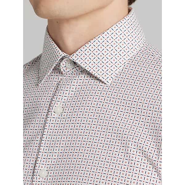 Joseph Abboud Men's Modern Fit Button Up Shirt Navy/Rust - Size: Medium