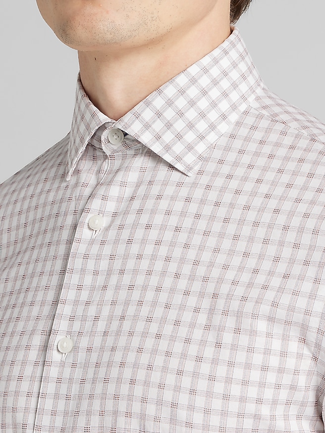 Joseph Abboud Big & Tall Men's Modern Fit Button Up Shirt , White/Rust / Orange