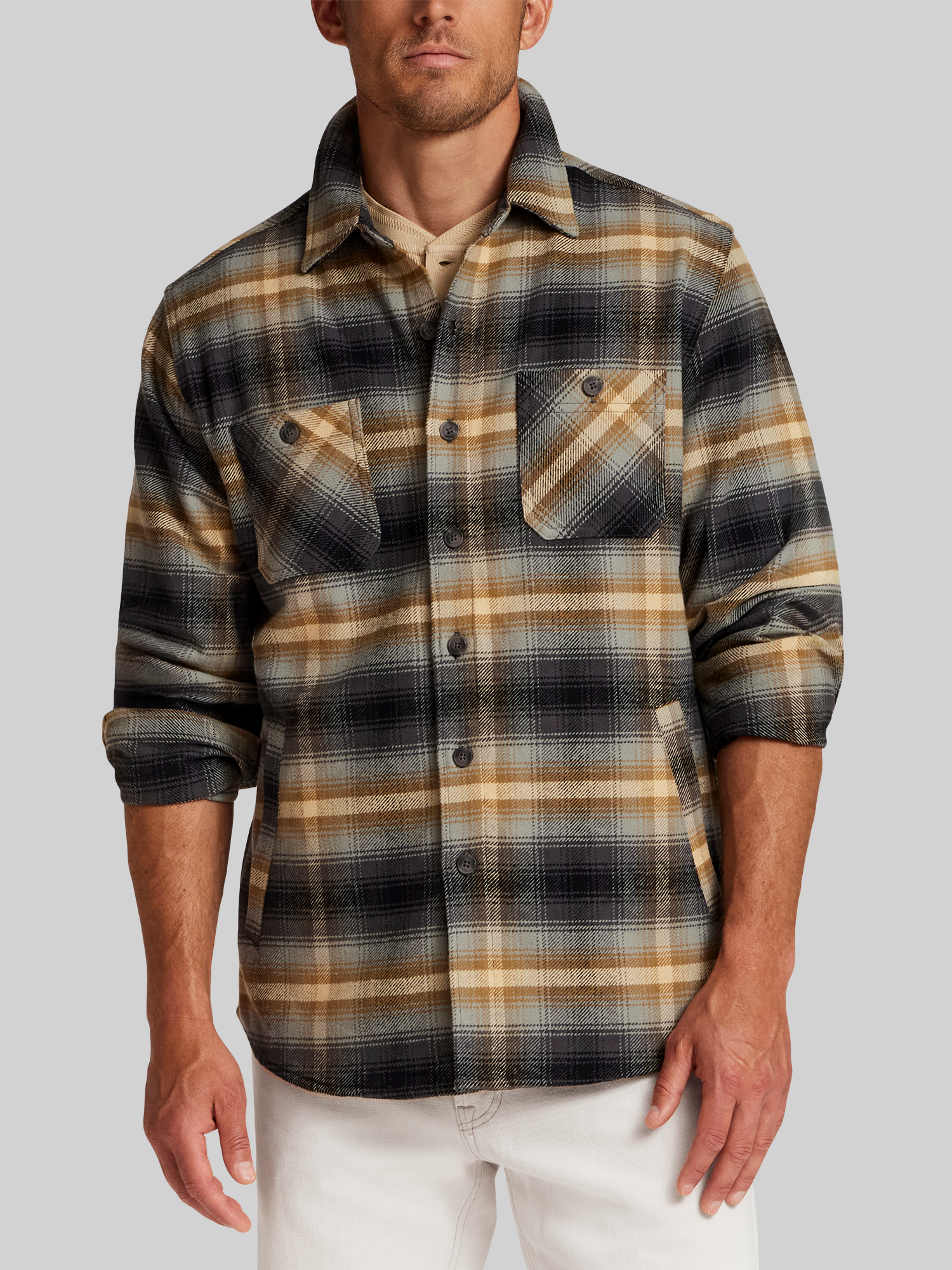 Regular Fit Unlined Lumberjack Plaid Twill Shirt Jacket