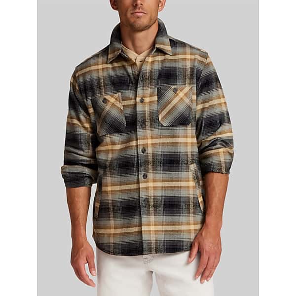 Weatherproof Vintage Men's Regular Fit Unlined Lumberjack Plaid Twill Shirt Jacket Poppy Seed - Size: XXL