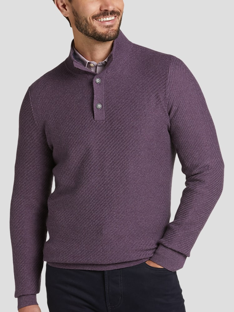 Joseph Abboud Modern Fit Mock Neck Textured Twill Sweater Sweaters Men s Wearhouse