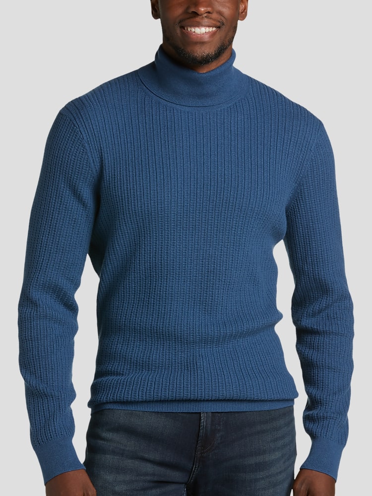 Blue turtleneck sweater mens store