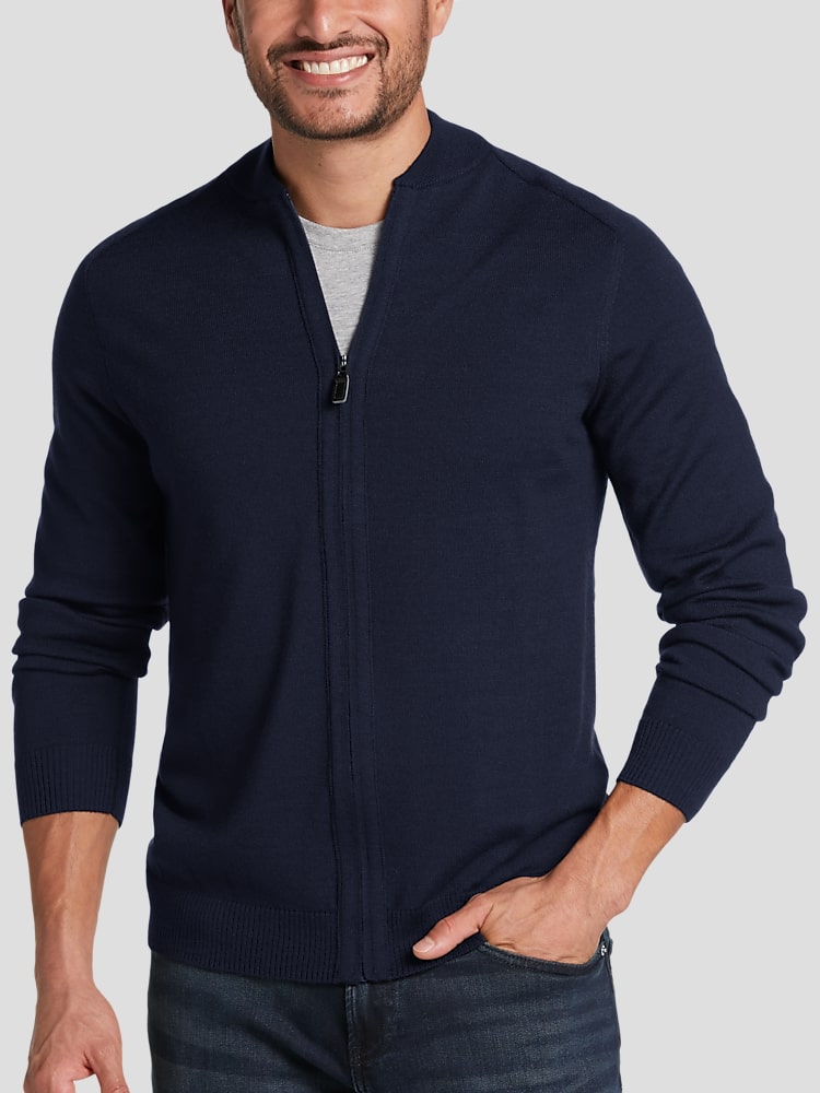 Michael Strahan Modern Fit Baseball Collar Sweater All Sale
