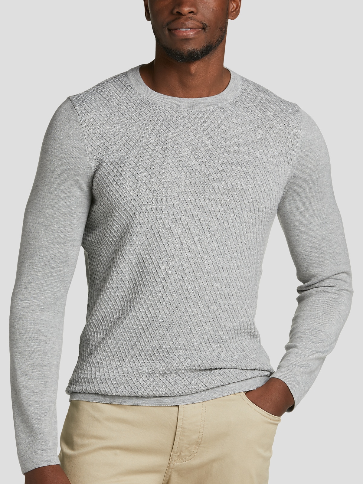 Awearness Kenneth Cole Slim Fit Crew Neck Sweater Textured Stitch Sweaters Men s Wearhouse