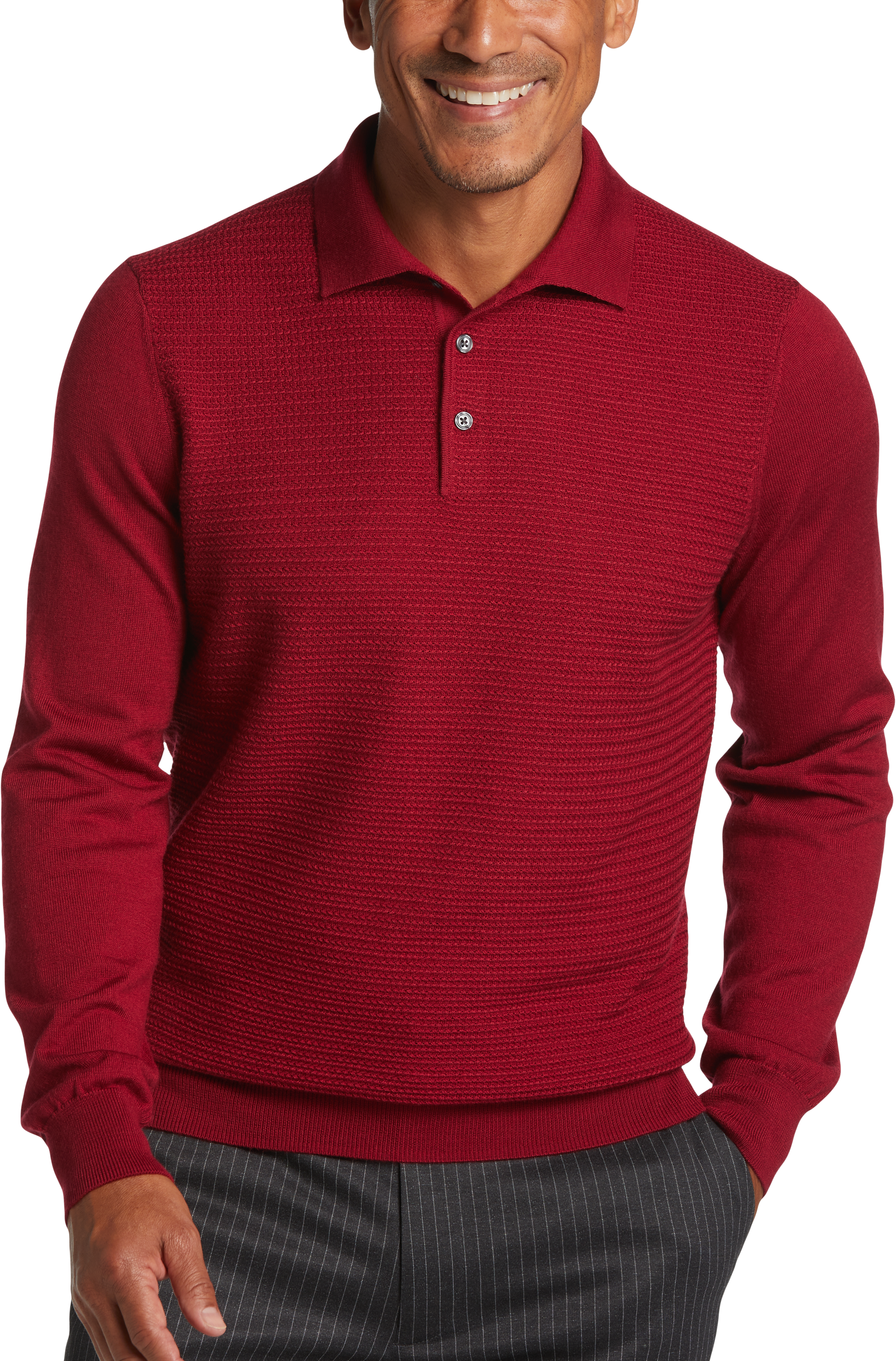 Wool-blend polo sweater