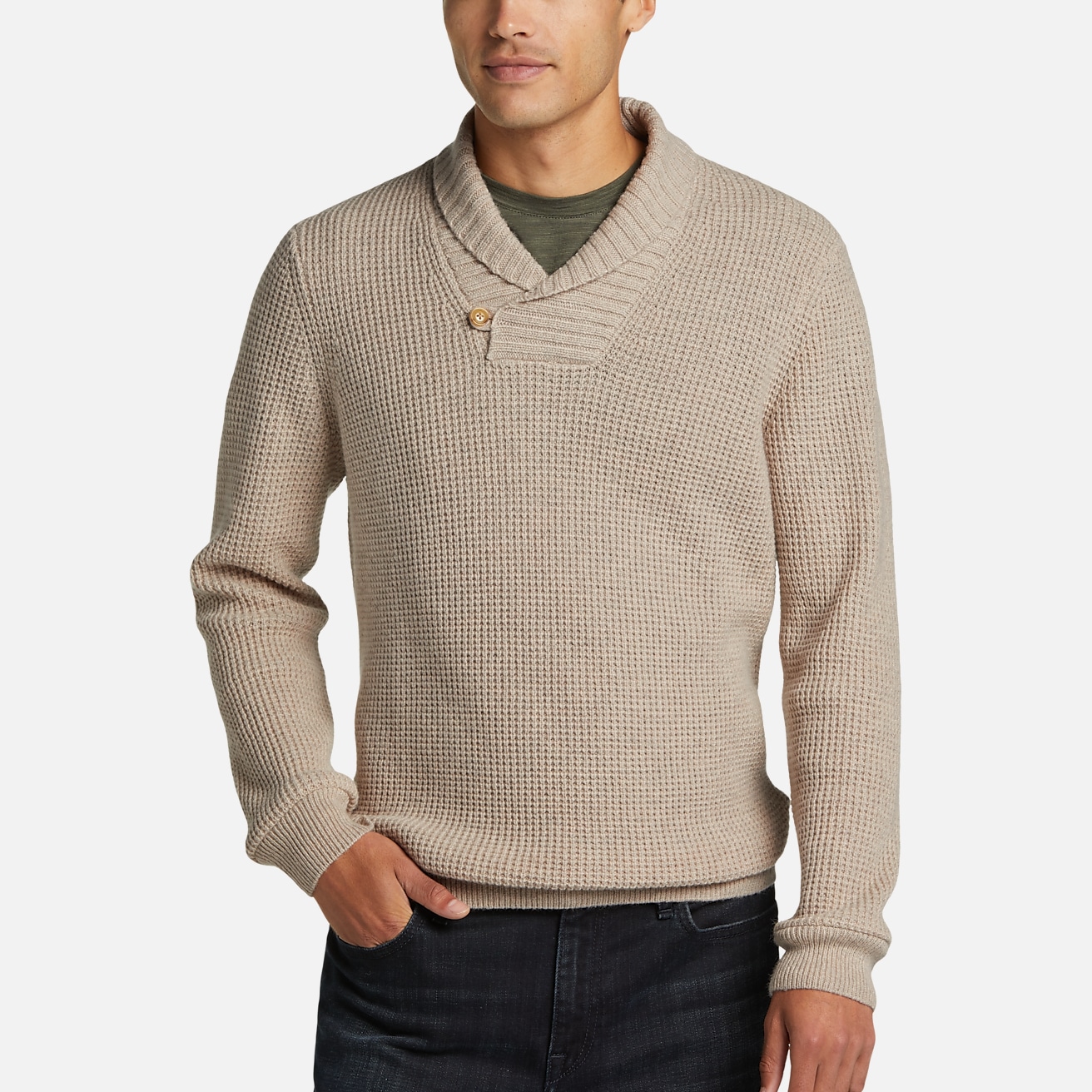 Joseph Abboud Modern Fit Waffle Stitch Shawl Collar Sweater, All Sale