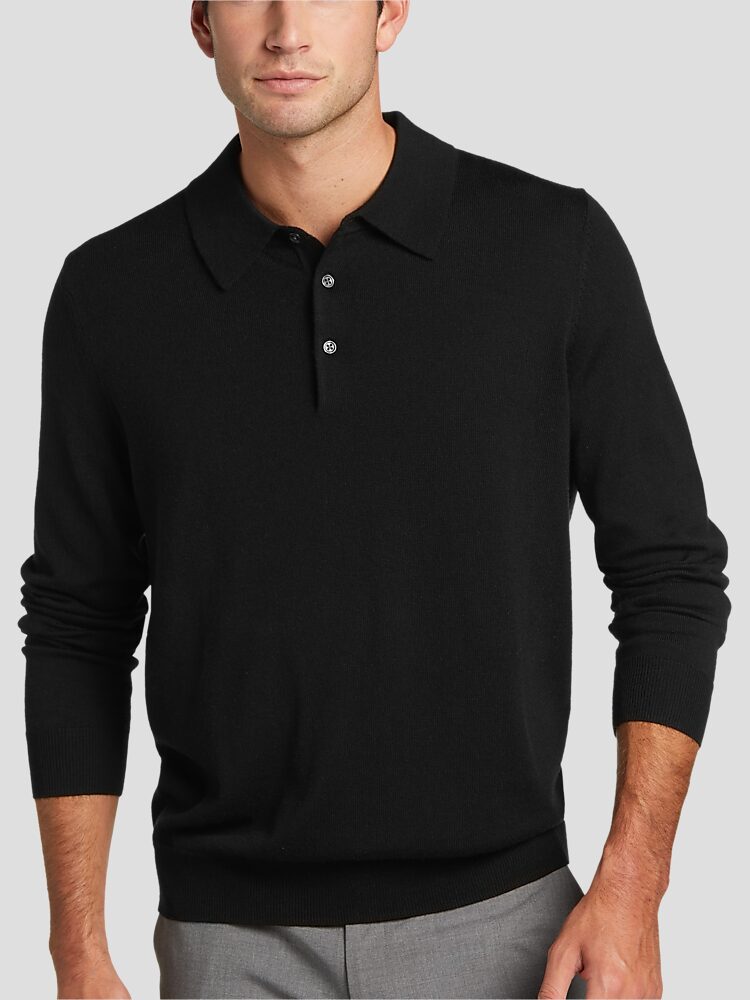 Jos. A Bank Traveler Modern Fit Long Sleeve Polo Sweater All