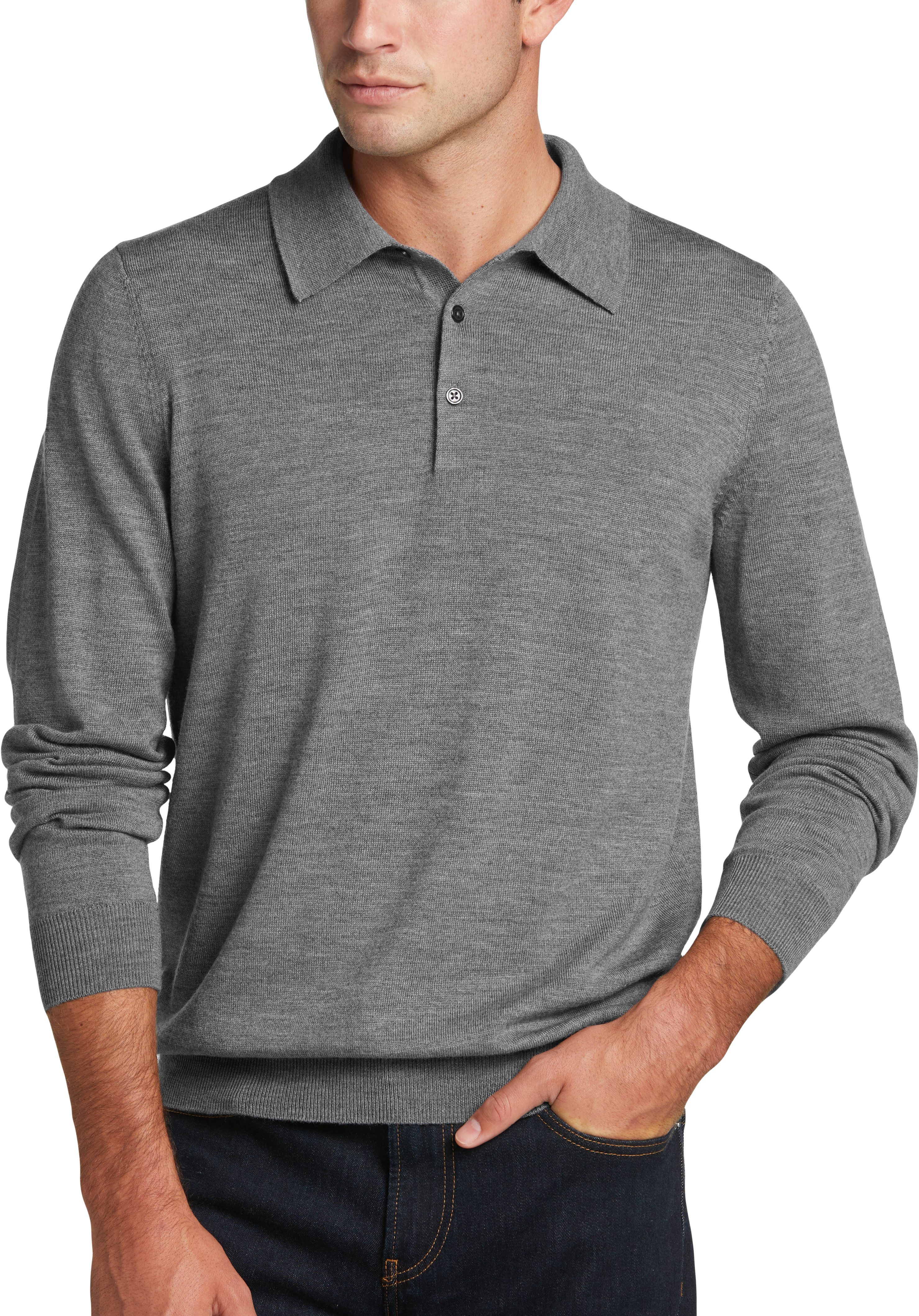 Jos. A Bank Traveler Modern Fit Long Sleeve Polo Sweater Sweaters Men s Wearhouse