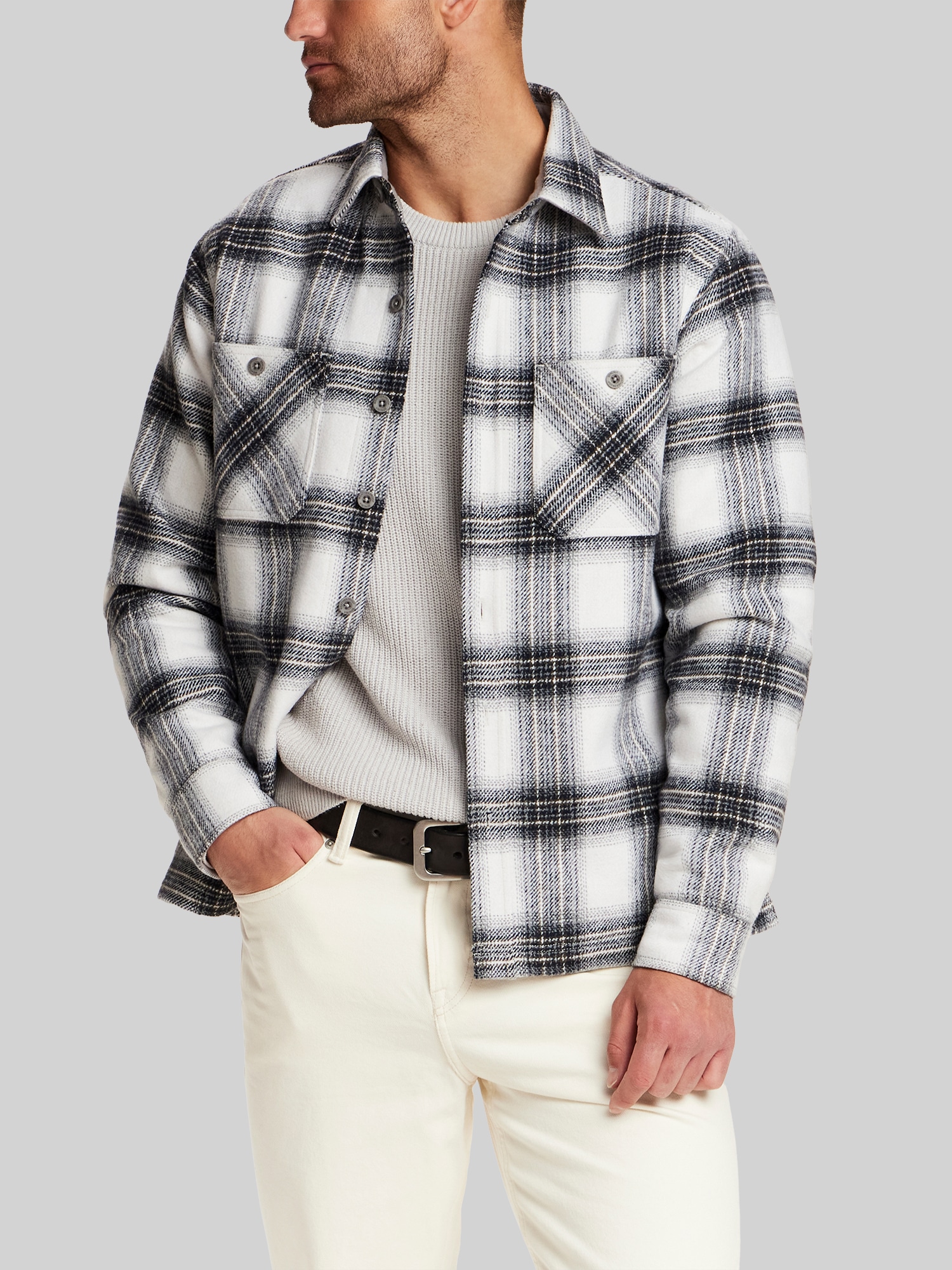 Regular Fit Faux Wool Lined Shirt Jacket