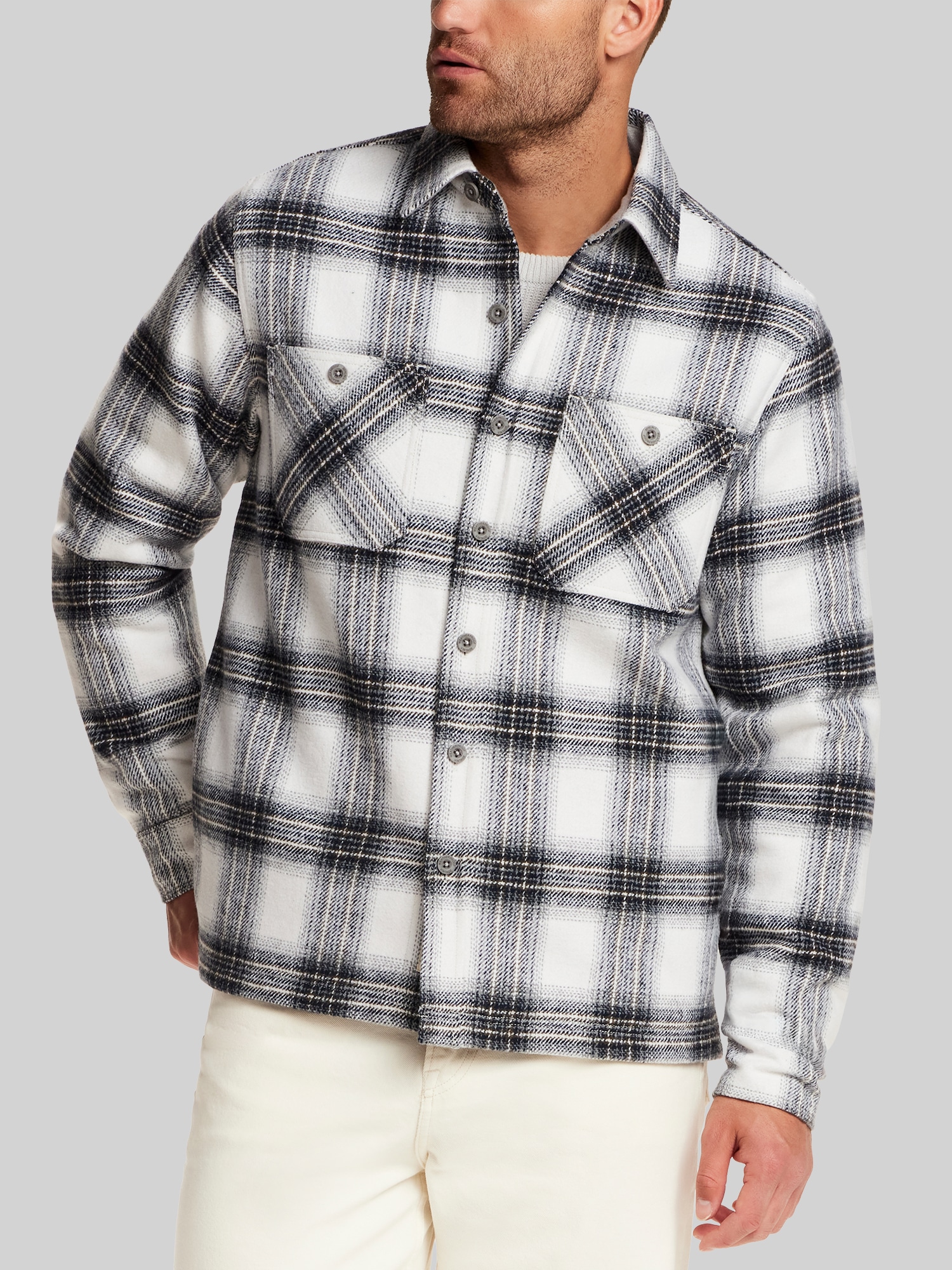 Regular Fit Faux Wool Lined Shirt Jacket