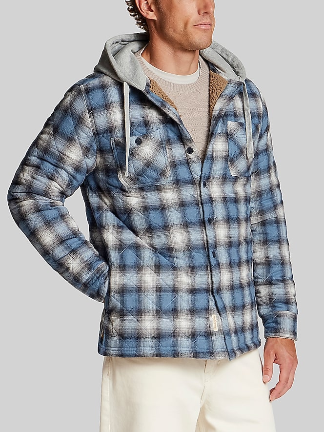 Weatherproof Vintage Quilted Faux Sherpa-Lined Hooded Shirt Jacket