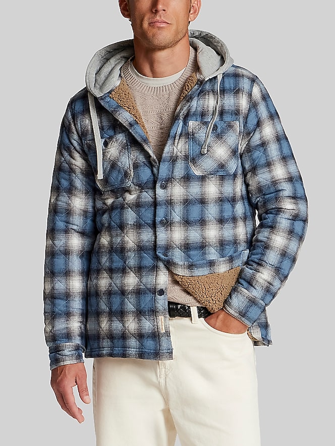 Weatherproof Vintage Quilted Faux Sherpa-Lined Hooded Shirt Jacket