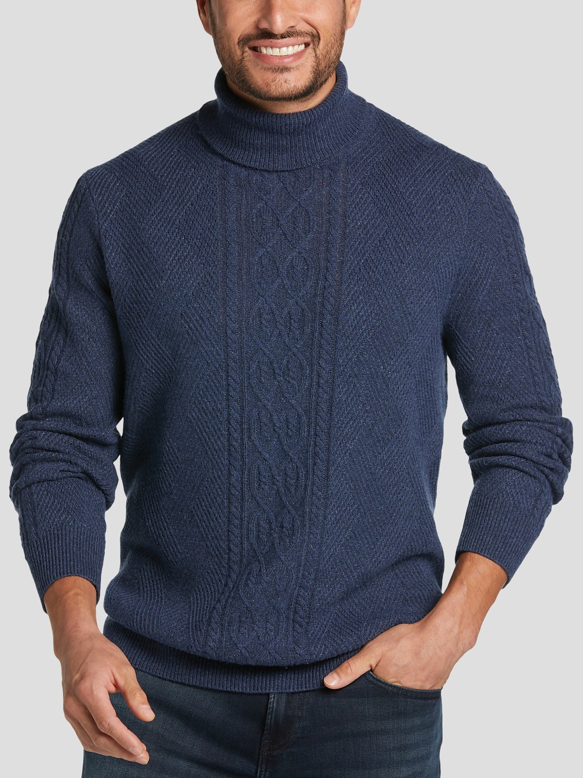 Jos. A Bank Modern Fit Cable Knit Turtleneck Sweater All Sale