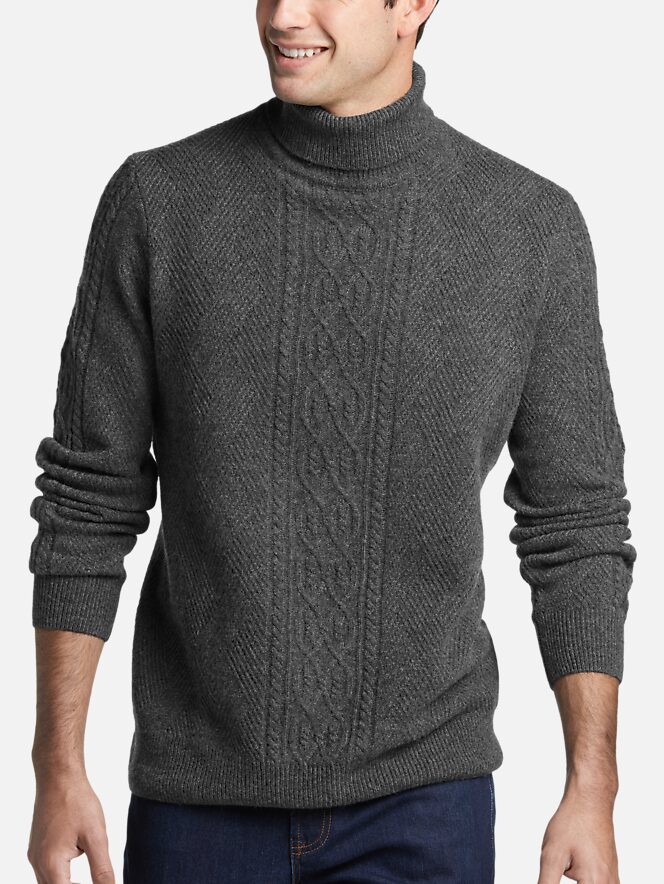 Jos. A Bank Modern Fit Cable Knit Turtleneck Sweater | Sweaters | Men's ...