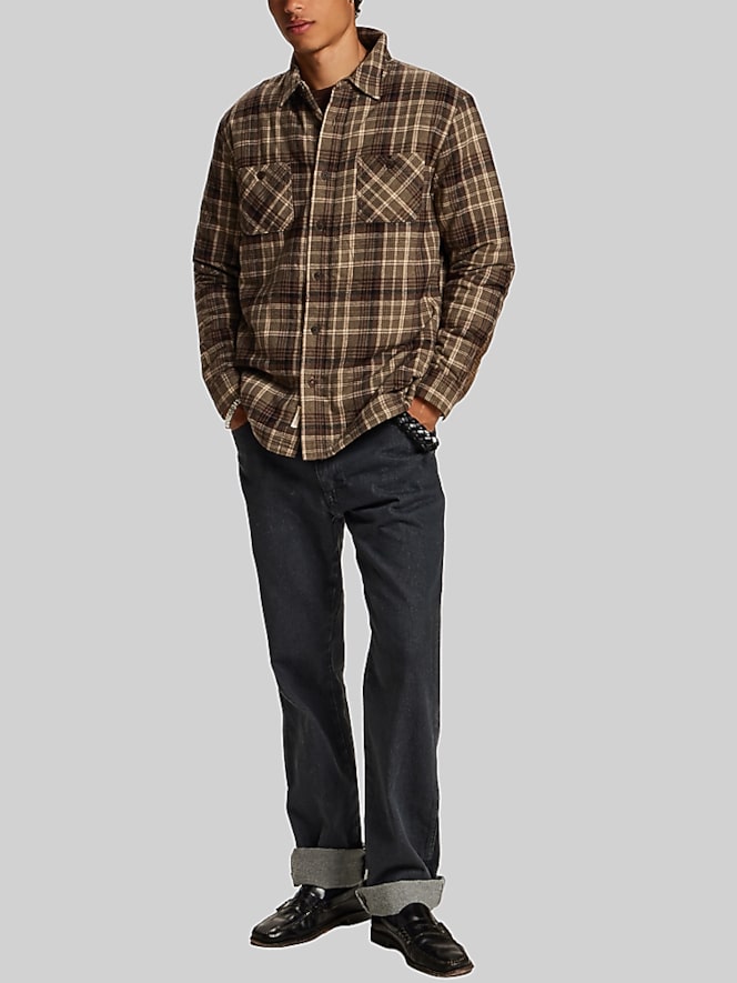 Weatherproof Vintage Regular Fit Faux Sherpa-Lined Flannel Shirt Jacket