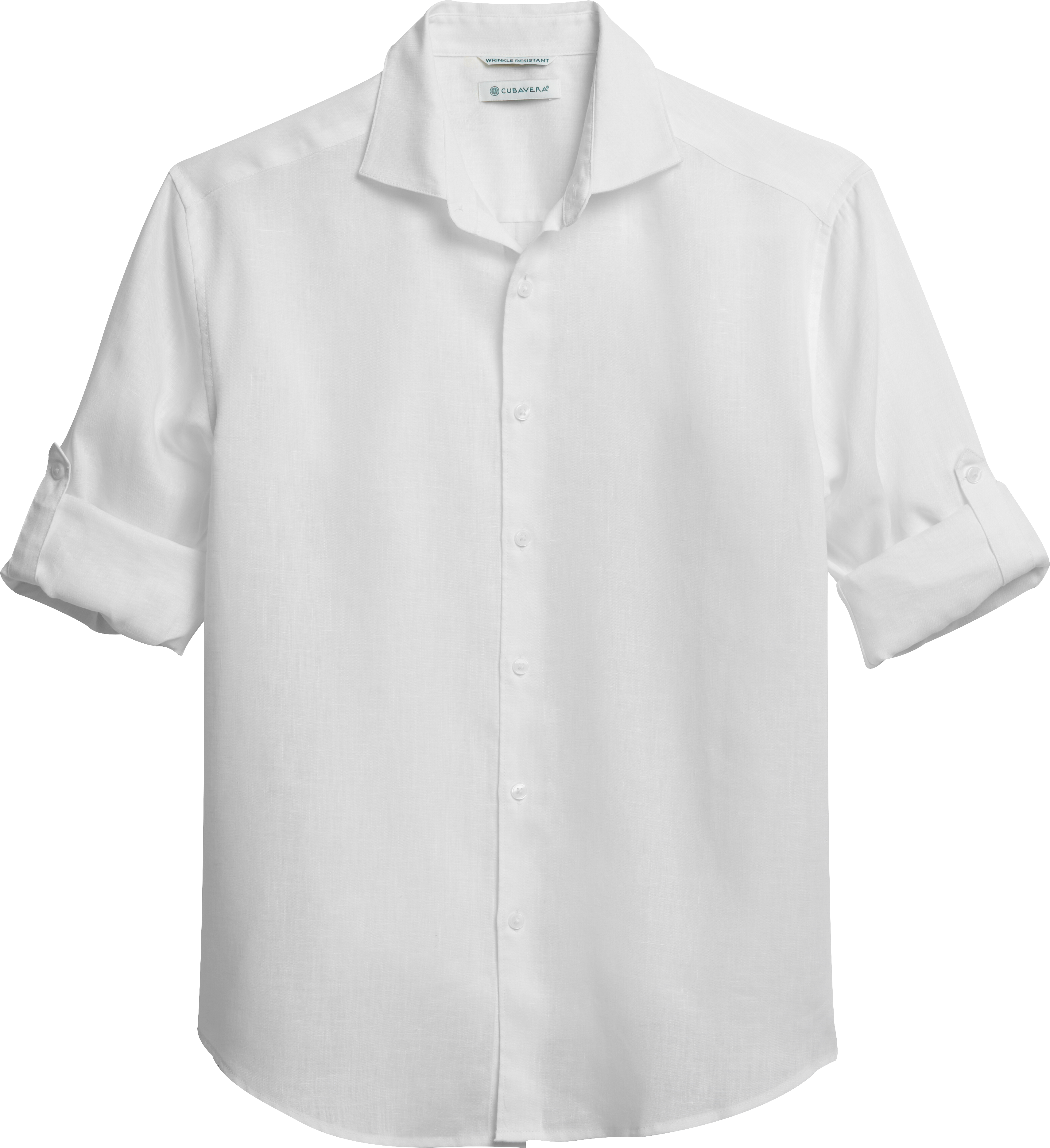 CUBAVERA L/S LINEN BLEND SOLID SHIRT WITH ROLL UP SLEEVES