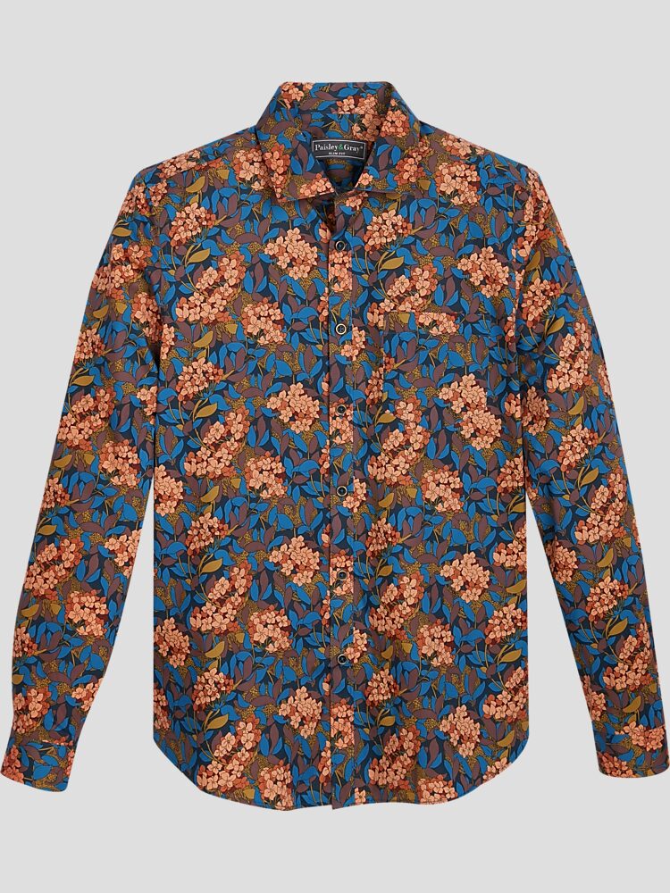P G GOLDEN TEAL L S SPREAD COLLAR SHIRT