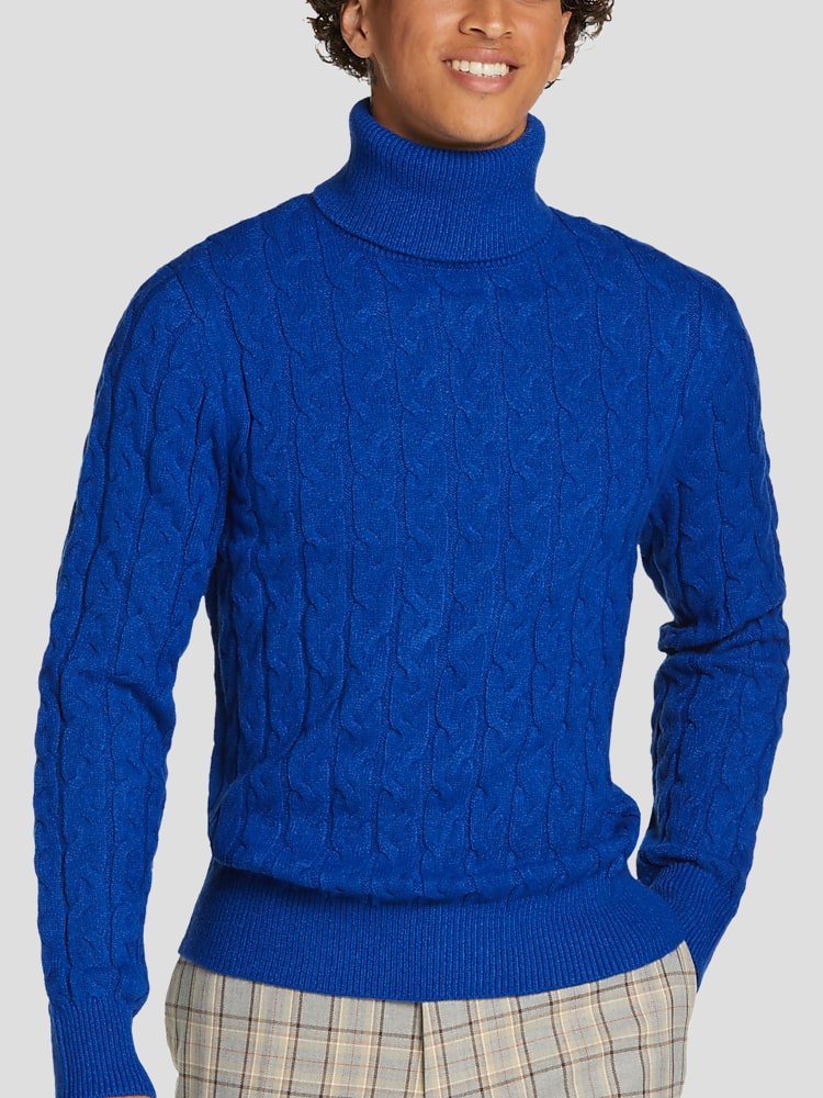 Mens fitted turtleneck sweater sale