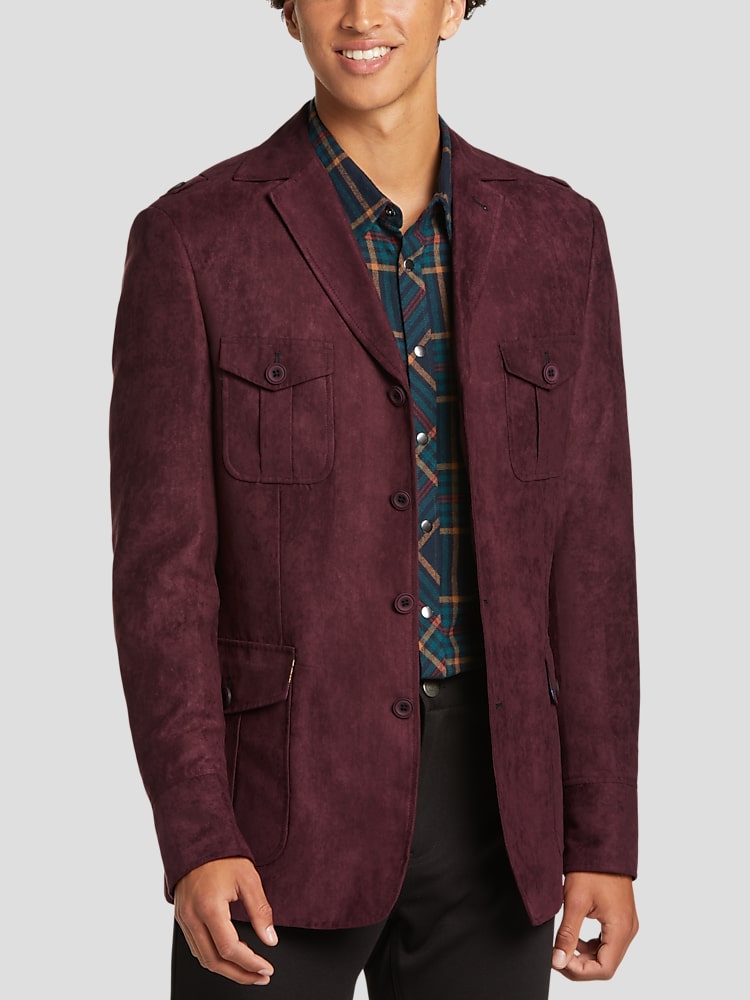 Paisley Gray Slim Fit Ultrasuede Military Jacket Soft Jackets Men s Wearhouse