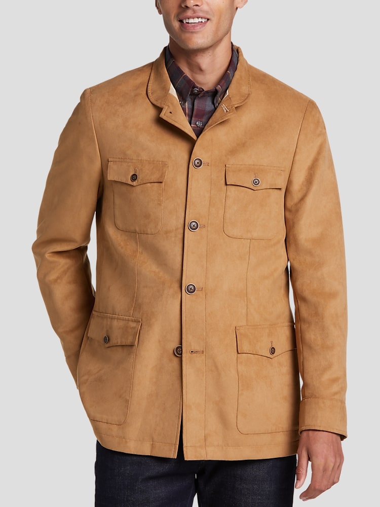 Joseph Abboud Modern Fit Faux Suede Military Jacket Soft Jackets Men s Wearhouse