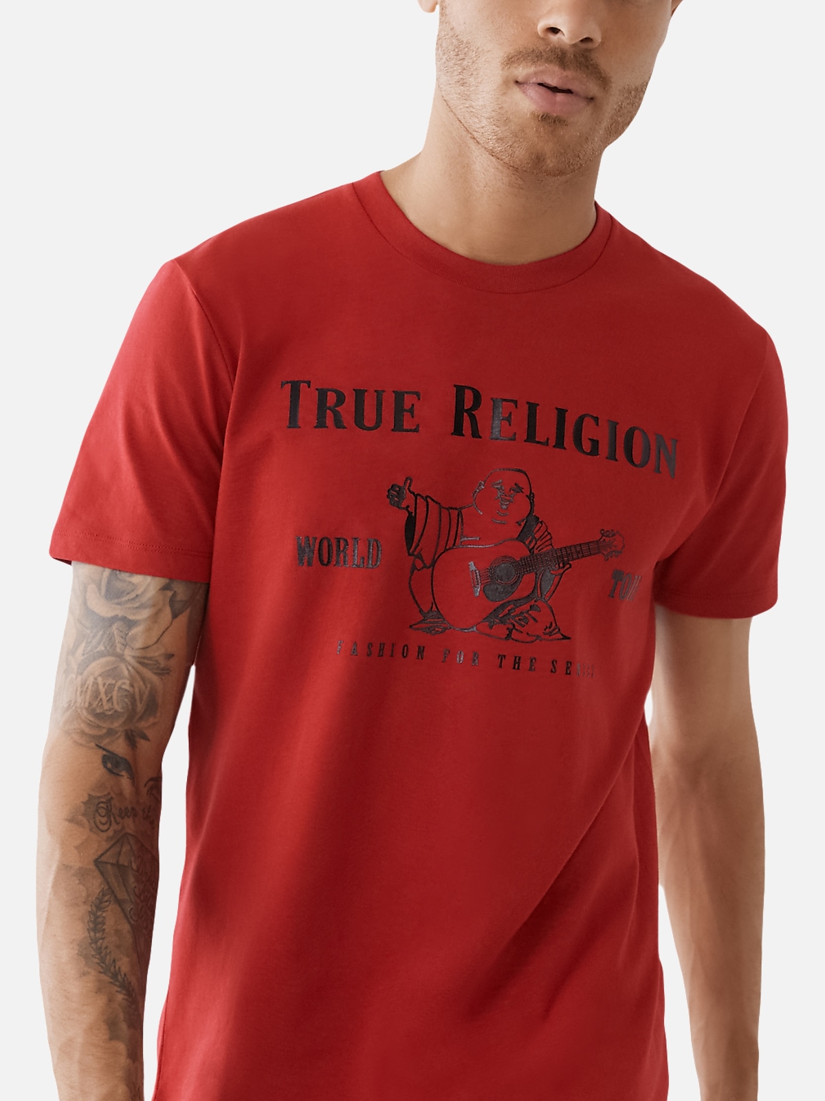 True Religion Metallic Buddha Crew Neck Tee | All Sale| Men's 