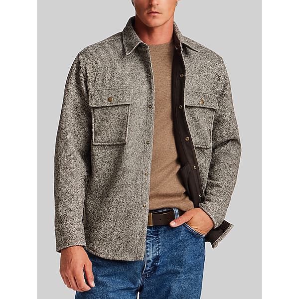 Weatherproof Vintage Men's Regular Fit Mixy Knit Shirt Jacket Chocolate Torte - Size: XXL