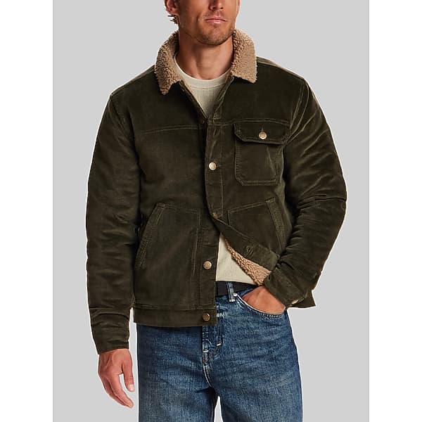 Weatherproof Vintage Men's Berber-Lined Corduroy Trucker Forest Night - Size: XXL