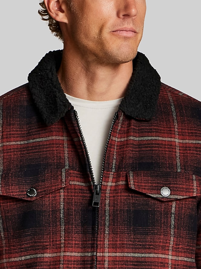 Weatherproof Vintage Regular Fit Berber-Lined Flannel Trucker Jacket