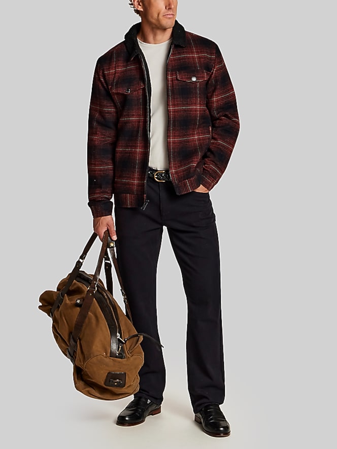 Weatherproof Vintage Regular Fit Berber-Lined Flannel Trucker Jacket