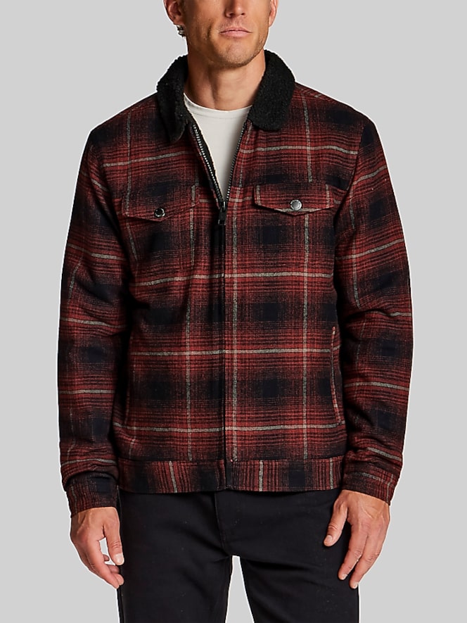 Weatherproof Vintage Regular Fit Berber-Lined Flannel Trucker Jacket
