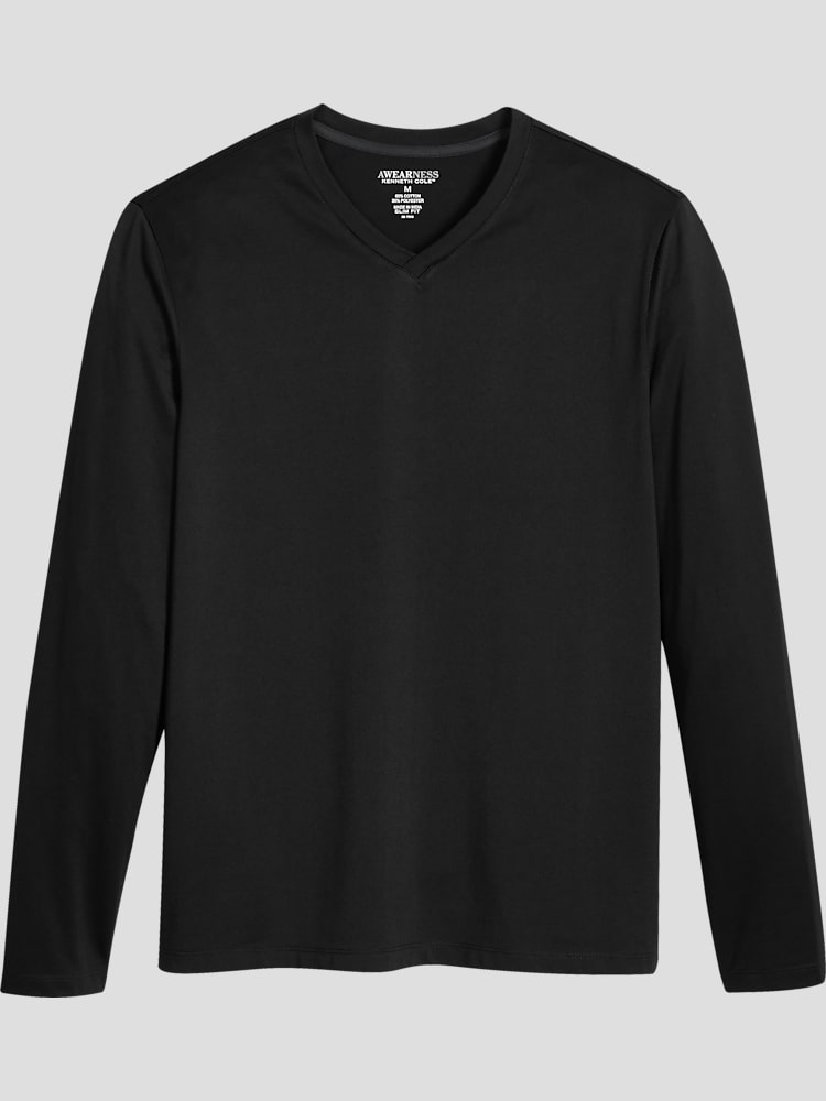 Black v neck on sale long sleeve