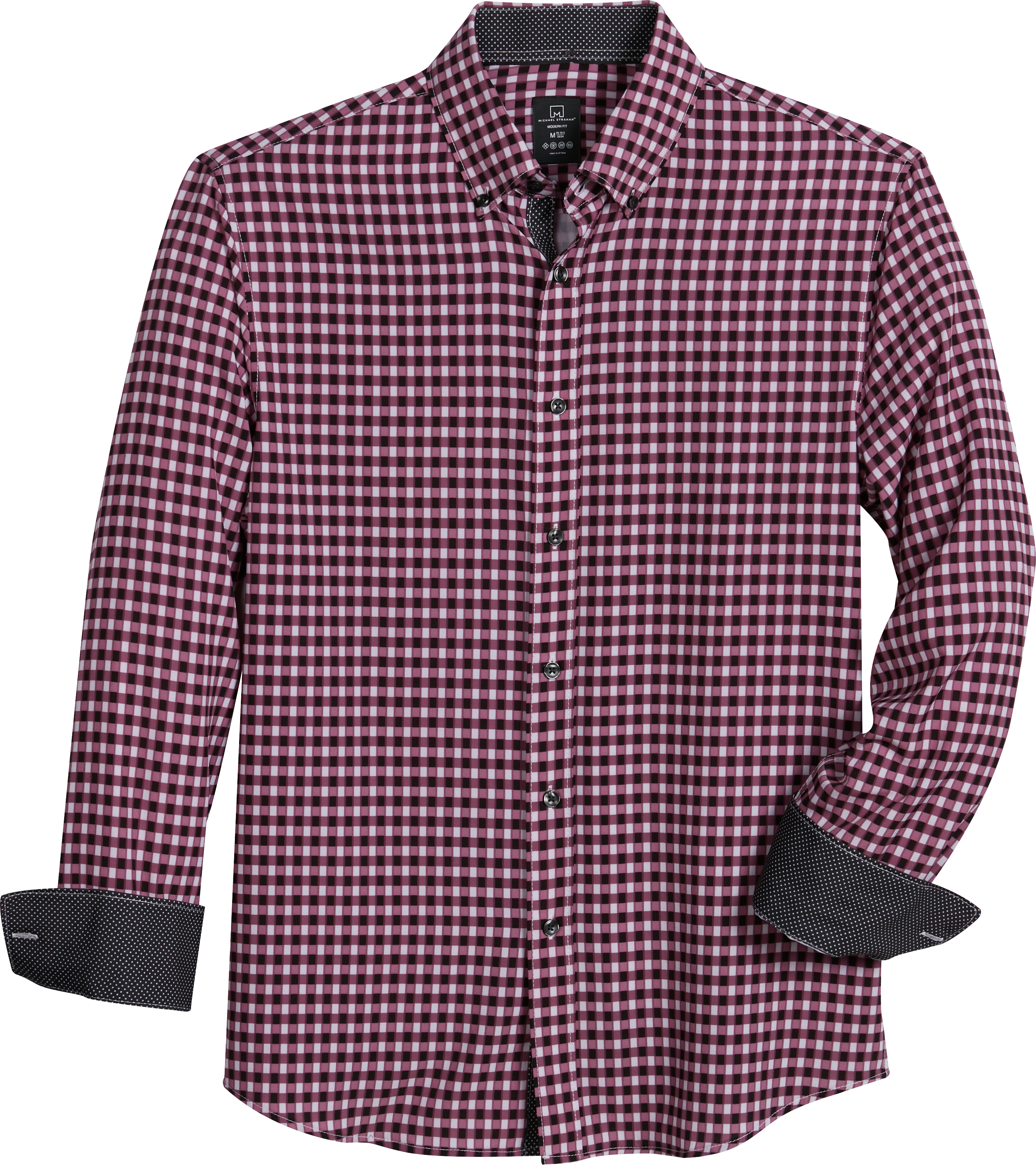 MS LS 4-WAY CHECK PRINT - PINK WOVEN