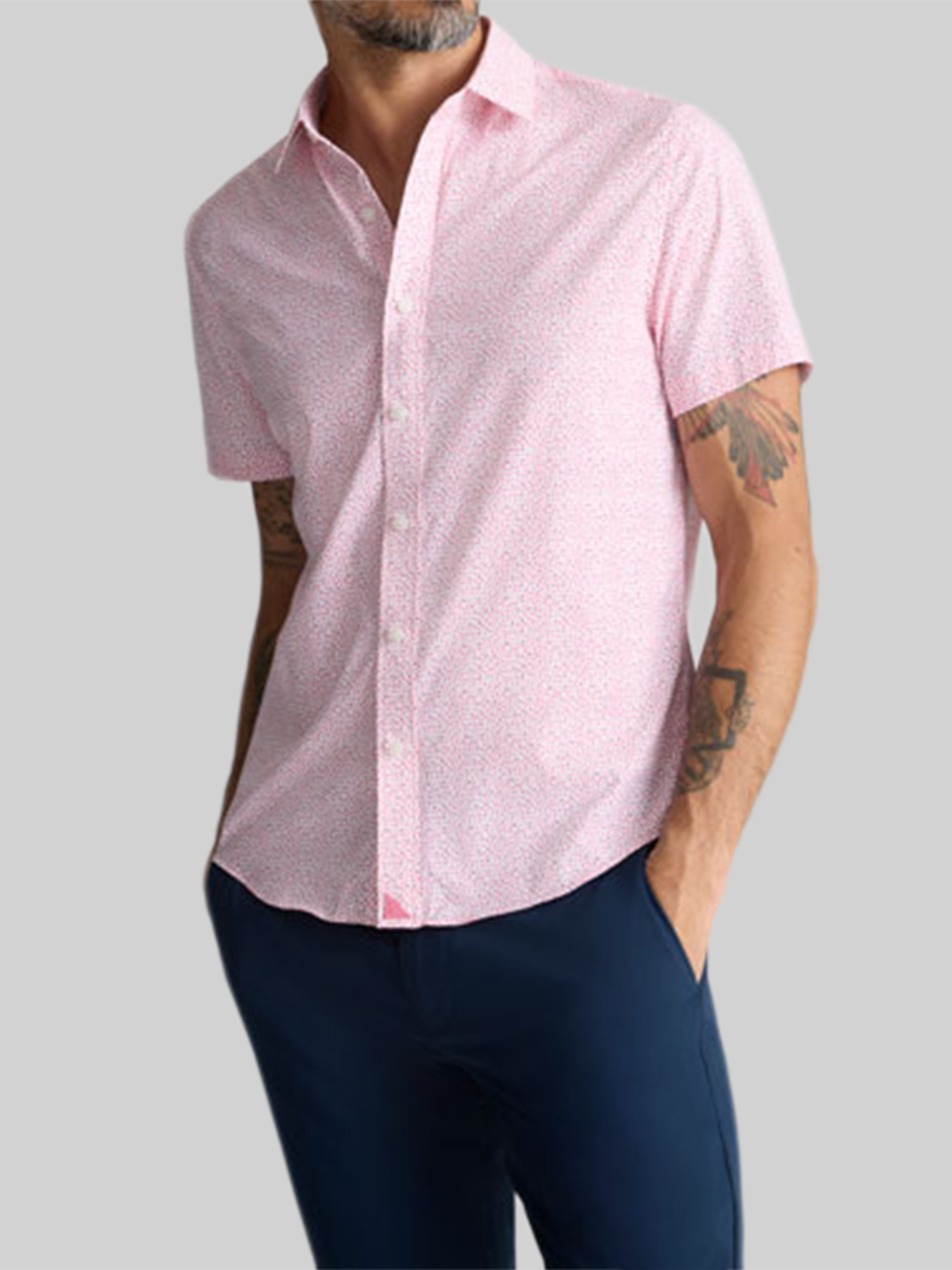 Slim Fit Brookstone Performance Short Sleeve Button Up Shirt