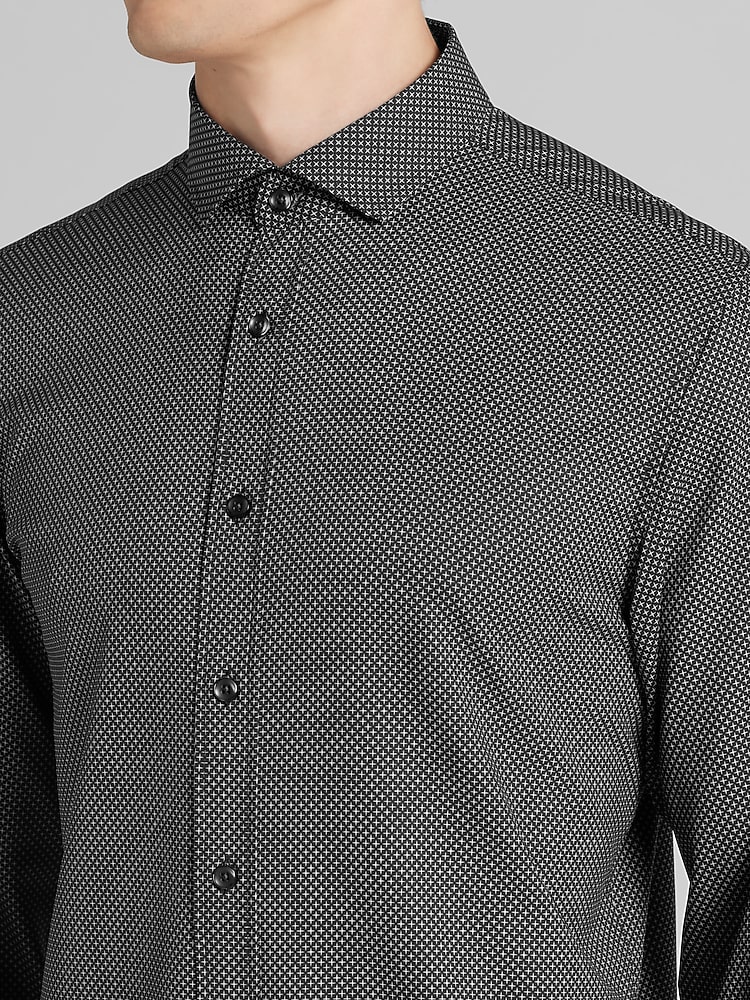 Awearness Kenneth Cole CHILLFLEX Slim Fit 4-Way Stretch Button-Up Shirt in Black Micro Geo, XL  Mens Modern Dress Shirt for Work and Nights Out