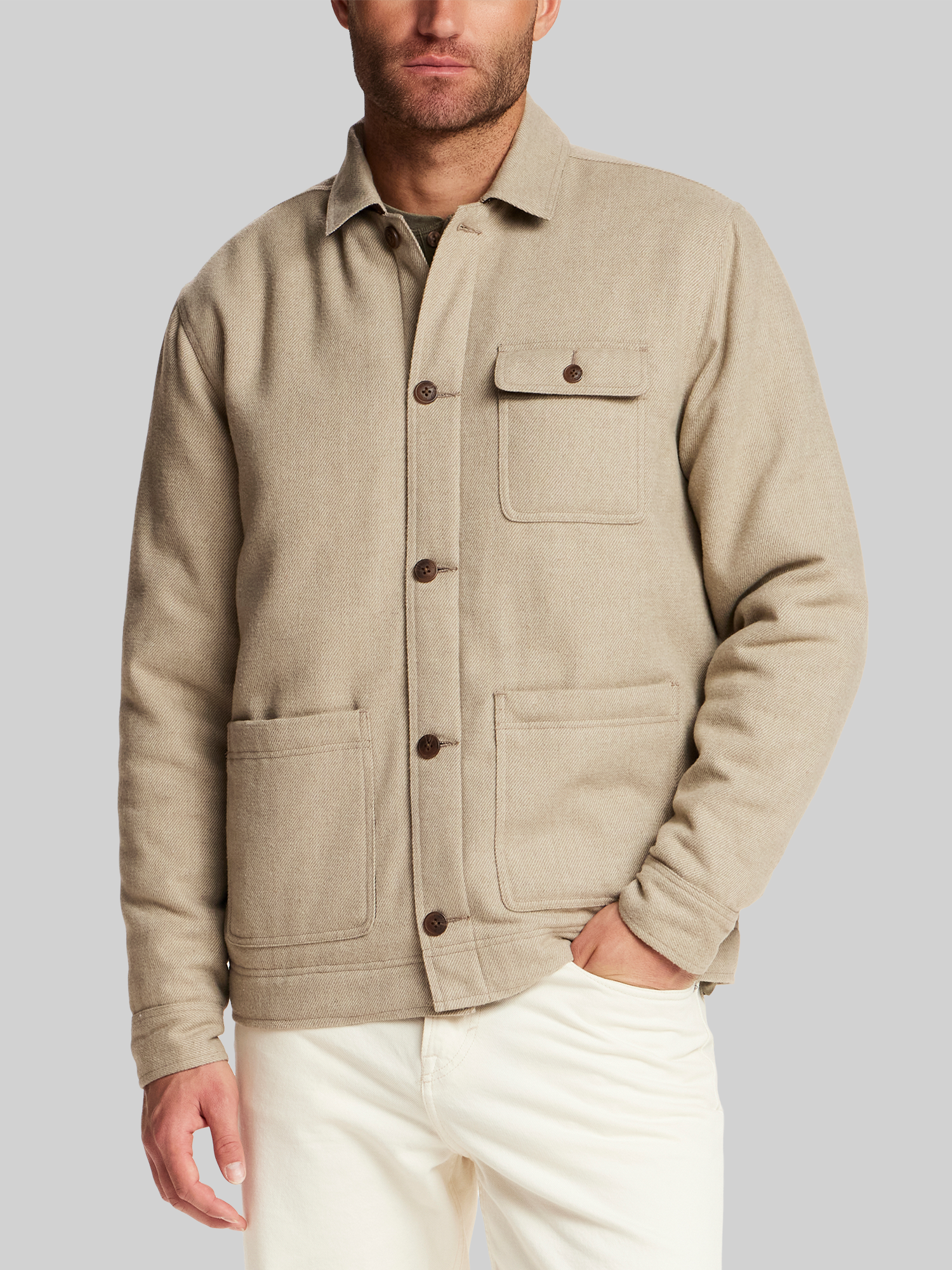 Regular Fit Faux Wool Padded Chore Coat