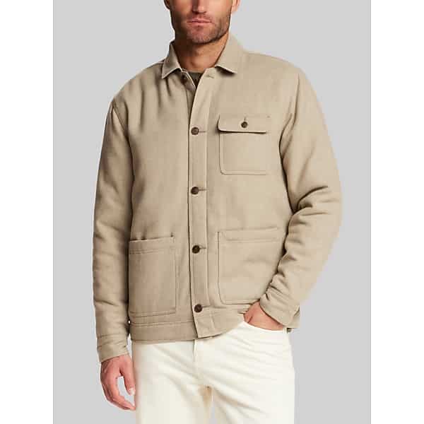 Weatherproof Vintage Men's Regular Fit Faux Wool Padded Chore Coat Abbey Stone - Size: Small