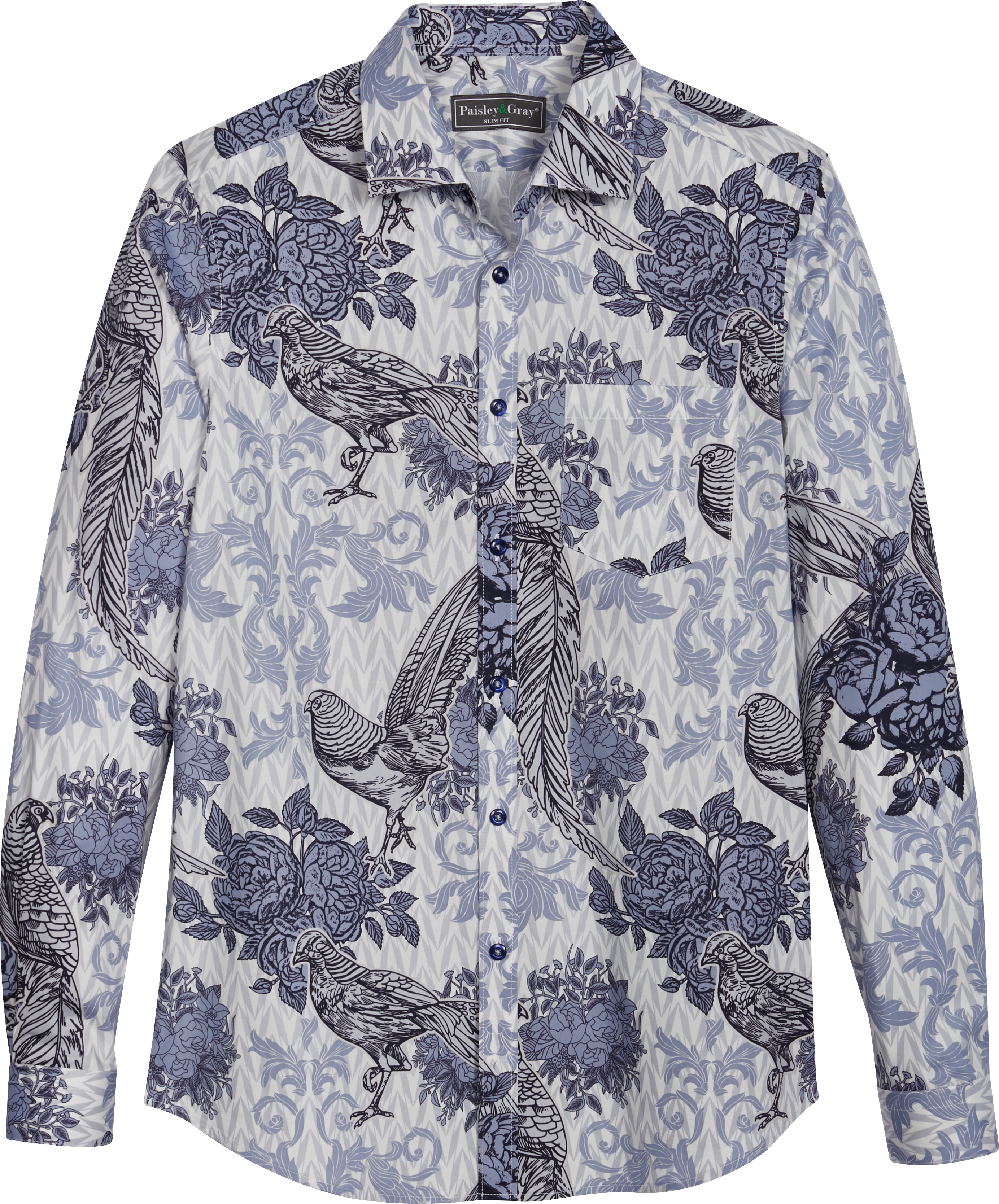 Paisley &Amp; Gray Slim Fit Spread Collar Sport Shirt