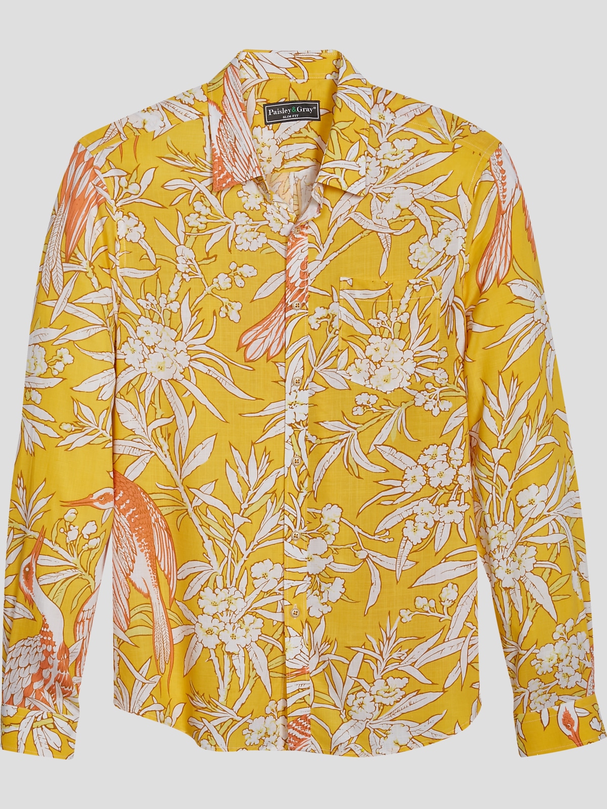 Paisley Gray Slim Fit Spread Collar Sport Shirt All Sale Men s Wearhouse
