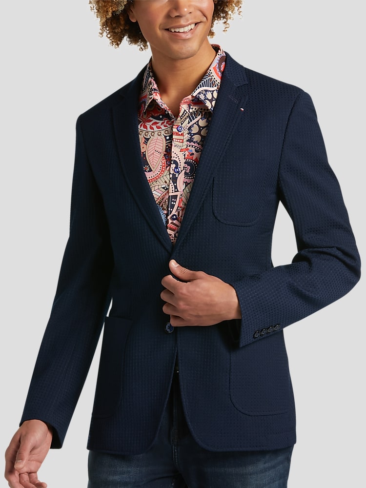 Paisley Gray Slim Fit Textured Knit Blazer Soft Jackets Men s Wearhouse