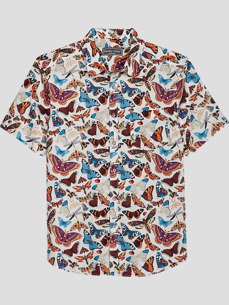Paisley short sleeve button up sales