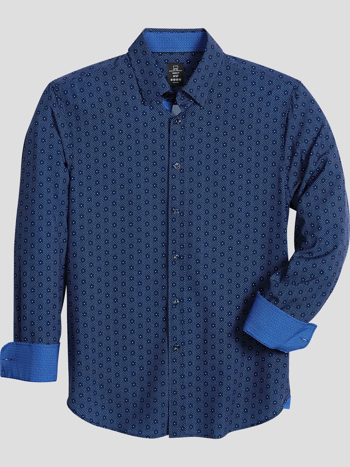 Michael Strahan Modern Fit Spread Collar 4Way Stretch Sport Shirt