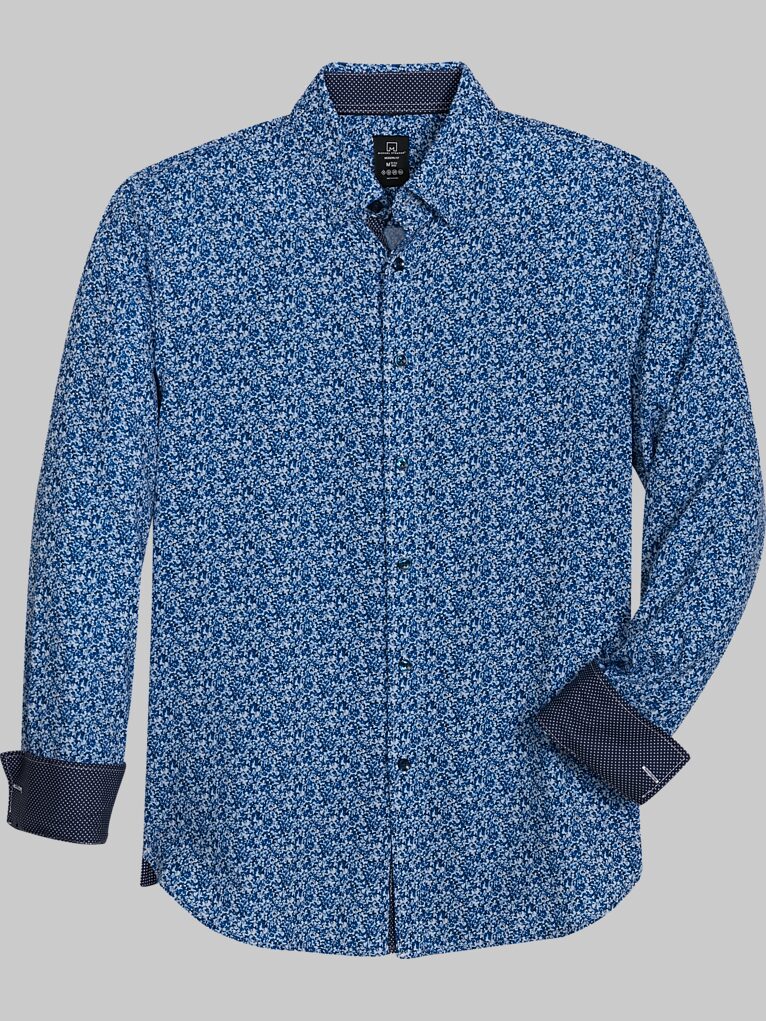 Michael Strahan Modern Fit Spread Collar 4Way Stretch Sport Shirt