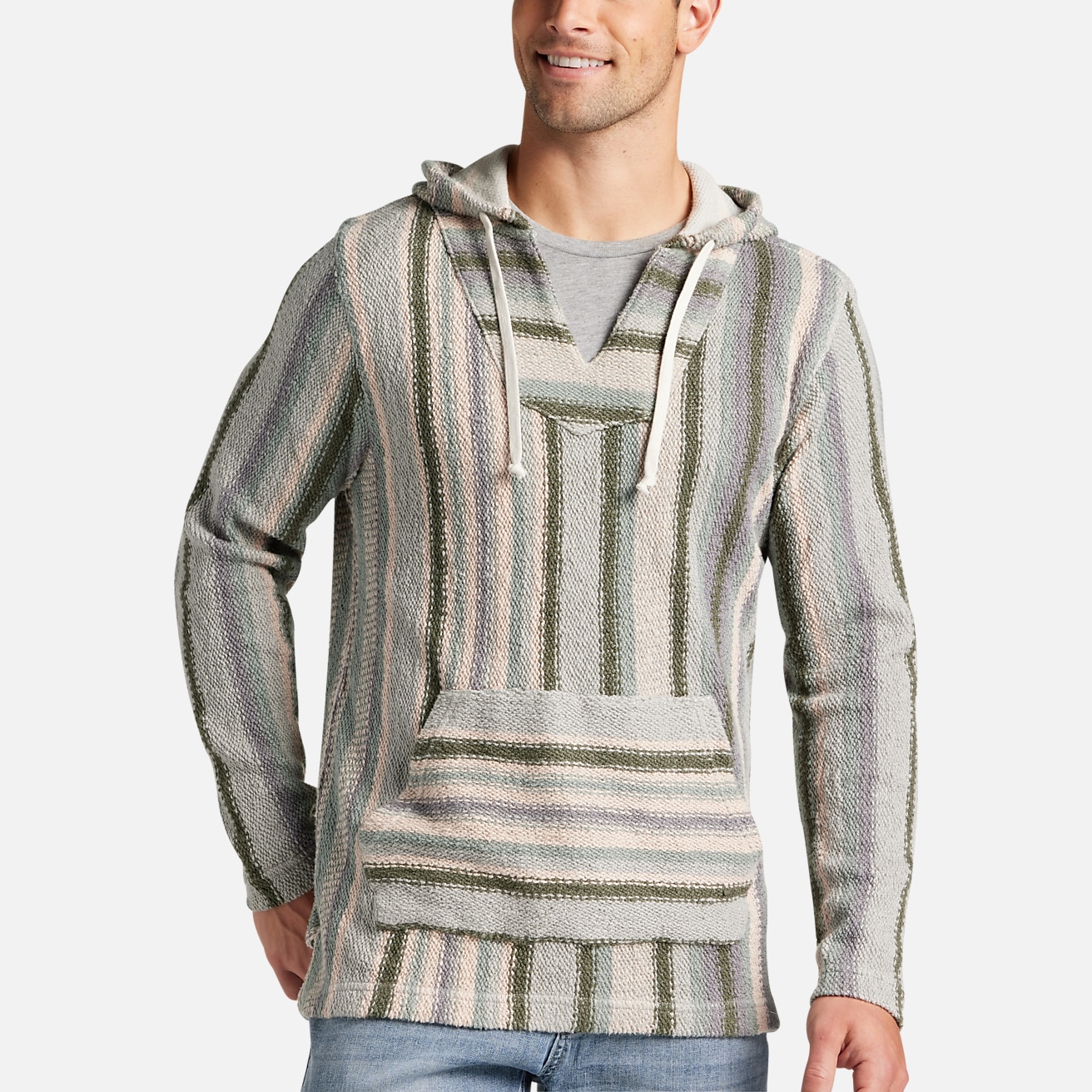 Lucky Brand Classic Fit Stripe Terry Fabric Hoodie, All Sale