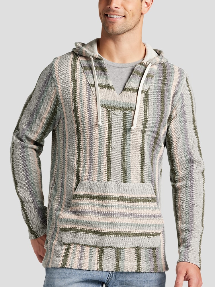 Lucky Brand Classic Fit Stripe Terry Fabric Hoodie, All Sale