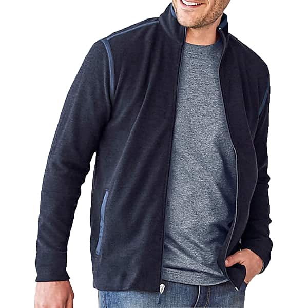 Johnston & Murphy Men's Modern Fit XC4 Nylon Trim Full Zip Sweater Navy - Size: Medium