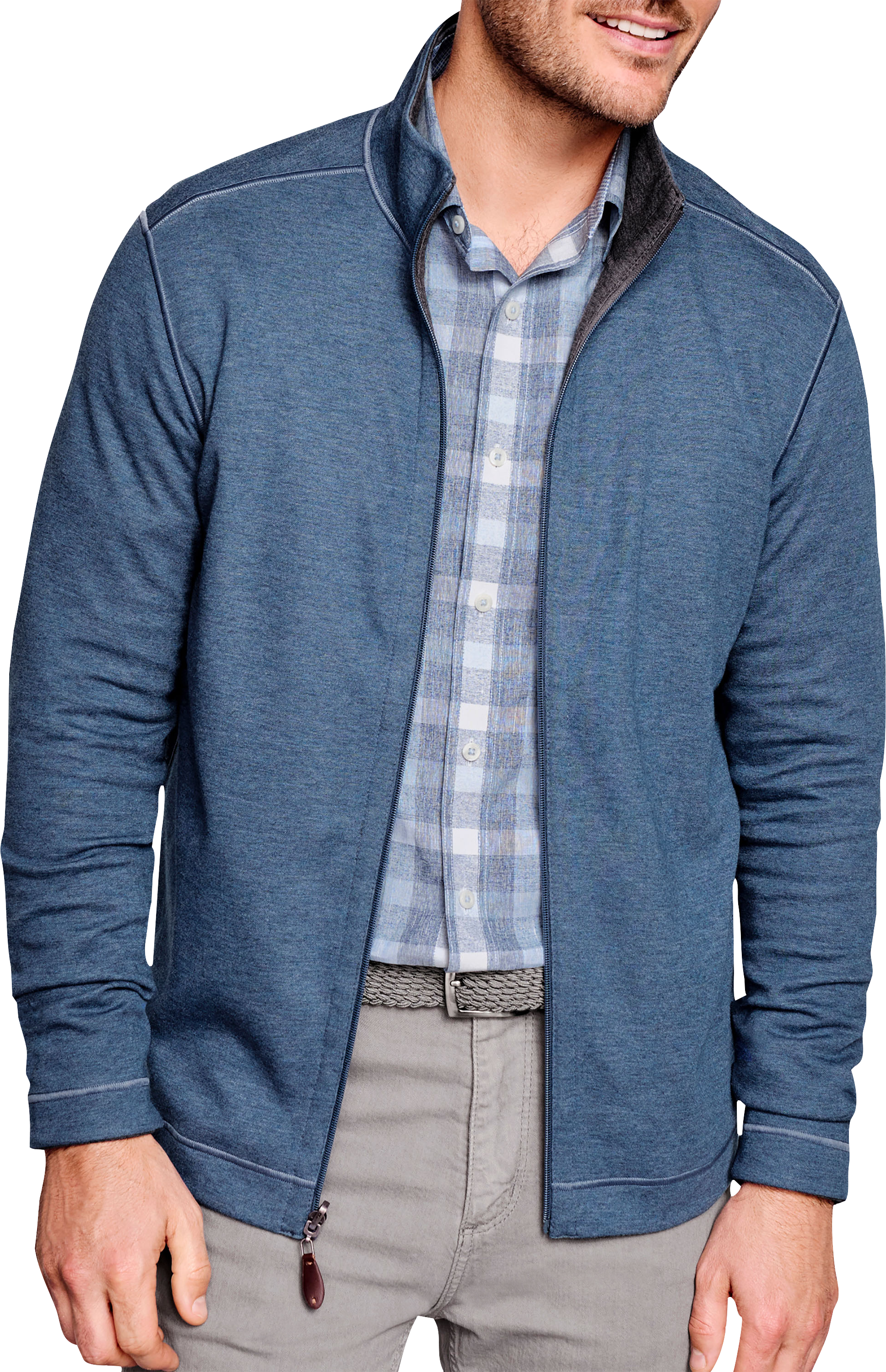 Modern Fit Reversible Full Zip Sweater