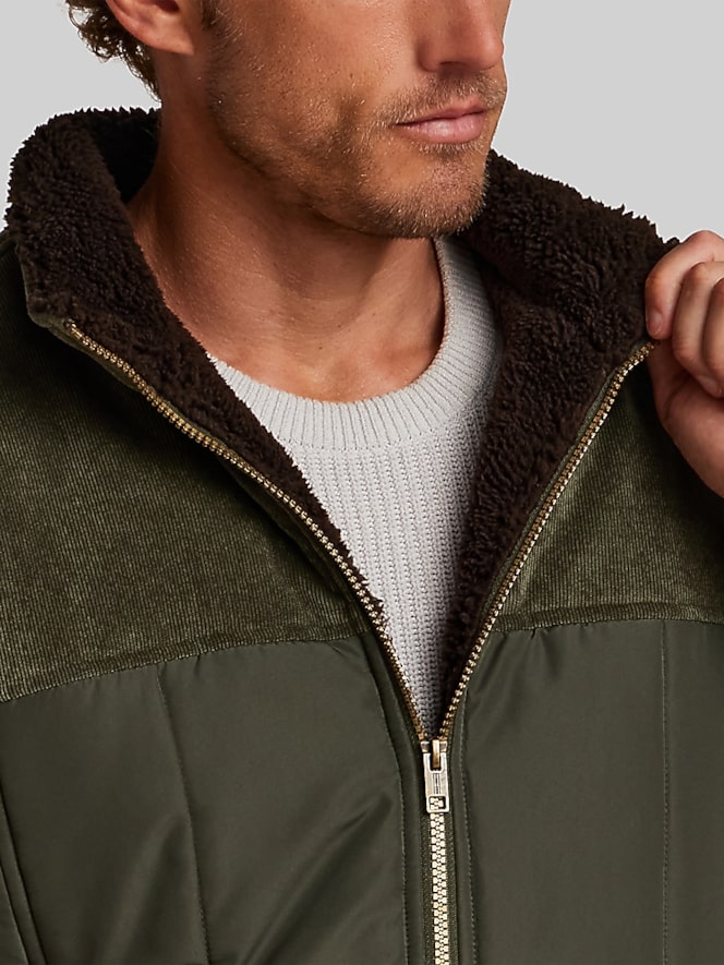 Weatherproof Vintage Faux Sherpa-Lined Mixed Media Corduroy Vest