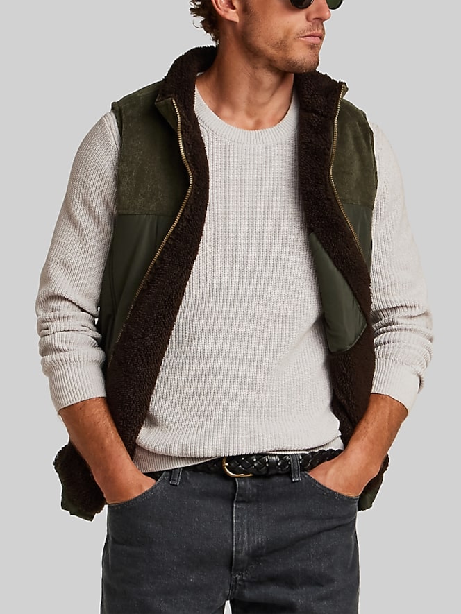Weatherproof Vintage Faux Sherpa-Lined Mixed Media Corduroy Vest